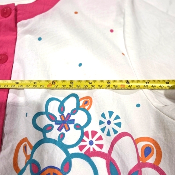 Teddi  White and Pink Floral Button Down Shirt VINTAGE SIZE M - Picture 5 of 6